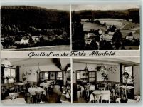 36129 W6412 Altenfeld , Rhön - Gasthof an der Fulda Innenaufnahmen Gastraum Ortsansichten 4-Bildaufnahme