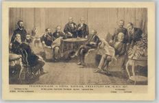 Friedenschluss in Hotel Schwan Frankfurt 1875 Politik Reichseinigungskriege 1864-1870/71 Künstlerkarte
