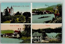 W7880 Bad Säckingen Schloß, Trompeter am Rhein, Bergsee mit Restaurant Trompeter v. Säckingen 1912