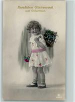 Serie 5434-4 - handcoploriert - Mädchen mit einer Kiepe , Geburtstag Rotophot 1917 Foto AK