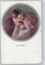 Liebespaar - Sign Arno von Riesen - Poesie - Glamour Frau Künstler R Künstlerkarte