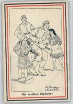 sign Fleischer - Die deutschen Barbaren - Umrandung Schwarz-Weiß-Rot Künstlerkarte