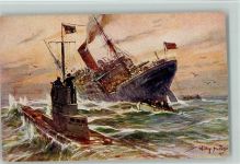 Nr. 9 Kolonialkriegerdank - Vernichtung eines Engl. Dampfers durch ein deutsches U Boot - Marine Stöwer, W.