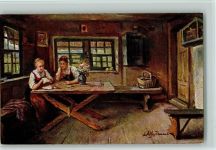 sign Heyermans Bauernstube - Handarbeiten , Vogelkäfig an der Wand Schwarzwald Maler Künstlerkarte