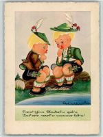sign Ch. Müller - Kinder in Lederhosen 1938 AK Lengauer Nr. 2015 AK Trachten Bayern Künstlerkarte
