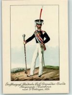 Deutsche Wehr am Oberrhein - Badische Leib Grenadier Garde Regiments Cambour Uniform Künstlerkarte