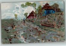 Friesenlandschaft 1898 AK Bauernhaus Künstlerkarte