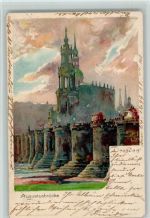 O8000 Dresden Velten - Augustusbrücke, Pferdebahn 1899 litho AK Kley, H.