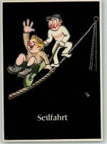 Bild Nr. 43 Seilfahrt - aus "Lustige Gezähekiste"- 48 bergmännische Begriffe, Karikatur von H. Moritz 1981 AK Bergbau Künstlerkarte