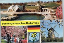 W1000 Berlin Bundesgartenschau 1985 AK 4 versch. Abb. Mühle Gartenbauausstellung