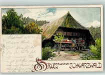 Schwarzwaldhaus, sign Zollinger , litho Schwarzwald Maler 1901 Künstlerkarte