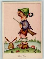 Jäger Bua - sign Irene Gailling Jagd Künstlerkarte