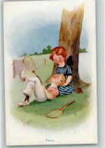 Kinderpoesie und Tennisschläger Tennis Künstlerkarte