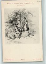 Aus Hendschels Skizzenbuch Nr. 97 AK Kinder am Brunnen mit Holzeimer und Krug Rommel 1900 Künstlerkarte