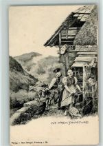 auf Hohem Schwarzwald, Ziegenhirte ca 1905 AK Schwarzwald Maler