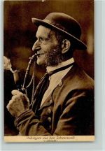 Typen - alter Mann mit Pfeife , Verlag Fuchs Trachten Schwarzwald 1910