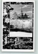 W6332 Dillheim , Kr Wetzlar Weihnachten - Kirche und Glocken, gute Erhaltung AK Städteglückwunsch