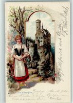 W7414 Lichtenstein , Württ 1902 Bärbele von Lichtenstein Schloss Passepartout Trachten Lithographie / Prägedruck