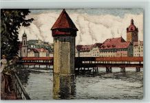 Luzern Lucerne Wasserturm sign Schlatter E. E. Schlatter, E. E. Lithographie