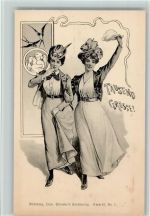 Serie 46 Nr. 1 Jugendstil - Frauen, Tausend Grüsse , gute Erhaltung AK TSN