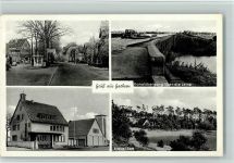 30823 W3008 Garbsen 1956 - Kanal mit Binnenschiff, Strasse, Gemeindehaus, gute Erhaltung AK