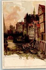 W2000 Hamburg Ellernthorbrücke Biese, K. Lithographie / Künstlerkarte