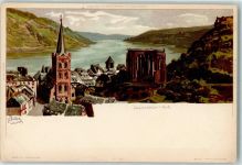 W6533 Bacharach Partie am Rhein AK Biese, K. 1899 Lithographie / Künstlerkarte