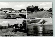 25813 W2250 Schobüll b Husum, Nordsee - Geschäftshaus W. Rathmann Alte Fischerhäuser Kirchlein am Meer Abendstimmung