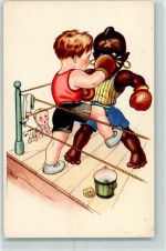Boxen sign. G. Galbiati AK Schwarzafrikaner Künstlerkarte