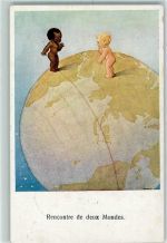 Rencontre de deux Mondes AK Schwarzafrikaner 1921