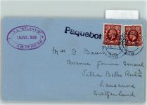 S.S. Atlantis 10. Jul. 1936 Paquebot Stempel: Stockholm Briefumschlag Schiffspoststempel
