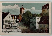 89312 W8870 Günzburg Gebrauchsspuren Stadtberg sign Felle Künstlerkarte