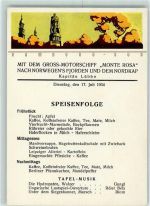 Speisekarte 17. Juli 1934 AK Dampfer Monte Rosa