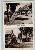 26188 W2905 Edewecht 1935 - Bahnhof, Kirche und Glockenturm, gute Erhaltung AK