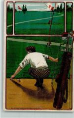 Golfspieler mit Golftasche AK Golf 1913 Lithographie