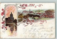 72488 W7480 Sigmaringen 1899 Gebrauchsspuren Mausoleum Lithographie