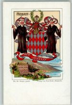Monaco Lithographie Deo Juvante Mönch Wappen