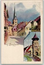 64625 W6140 Bensheim Künstlerkarte sign. Biese Kirche Turm Tor