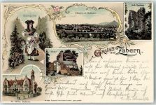67700 Saverne Zabern 1897 Lithographie Bahnpost Karlsruhe Zabern Zug 191 17.9.97 Elsässerin Tracht Kaiserl. Postamt Hochbarr