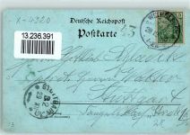06449 O4320 Aschersleben , Sachs-Anh 1900 Lithographie / Mondschein Bismarckstein Cathrinen-Hospital Kriegerdenkmal Kirche Burgruine Ascania Stephans-Park Wappen Villa Douglas Post