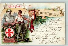 Turnergruß AK Turnvater Jahn 1909 Lithographie