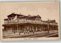 52349 W5160 Düren , Rheinl - Bahnhof Bahnsteig Mann Uniform Fahne Gleise