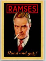 Ein Herr raucht Ramses-Zigaretten Rund und gut! Zigarette Werbe AK