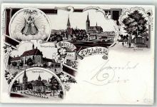 47623 W4178 Kevelaer 1900 Lithographie Kapellenplatz Klazissen-Kloster Gnadenbild Kreuzbaum