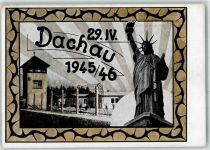 W8060 Dachau 29. April 1945/46 Sonderstempel Tag der Befreiumg Freiheitsstatue Antisemitismus