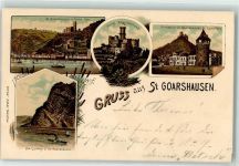 56346 W5422 St. Goarshausen 1897 Lithographie Lorelely Ruine Katz Verlag Ottmar Zieher-München