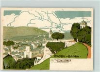W7570 Baden-Baden Thee Messmer Jugendstil Getränk alkoholfrei 1900 Lithographie / Künstlerkarte