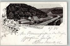 98559 O6054 Gehlberg 1898 Lithographie Gasthaus Zur Gehlberger Mühle Eisenbahn Hüttenstempel