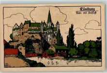 65549 W6250 Limburg a d Lahn Künstlersteindruck Dom mit Schloß Schwanenteich
