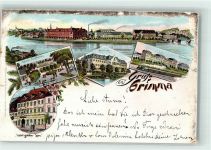04668 O7240 Grimma 1898 Gebrauchsspuren Seminar Hotel goldener Löwe Kaserne Kloster Nimbschen Lithographie